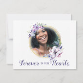 Carte De Remerciements Elégante couleur violet aquarelle photo (Dos)