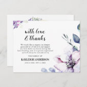 Carte De Remerciements Elégante couleur violet aquarelle photo (Devant / Derrière)