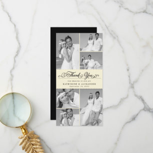 Carte De Remerciements Élégante crème à bascule Bande 6 Mariage Photo Chi