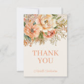 Carte De Remerciements Elégante Crème de Pêche Florale Anniversaire (Devant)