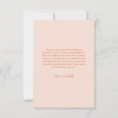 Carte De Remerciements Elégante Crème de Pêche Florale Anniversaire (Dos)