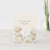 Carte De Remerciements Elégante crème florale Terre Neutre Chic Mariage (Devant)