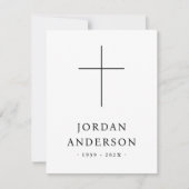 Carte De Remerciements Elégante croix chrétienne nom date funéraire (Devant)