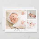 Carte De Remerciements Elégante Croix d'or Verdure Photo Collage Baptême (Dos)