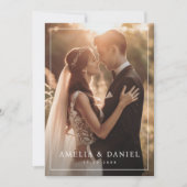 Carte De Remerciements Elégante date photo mariage classique (Devant)