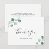 Carte De Remerciements Élégante douche de mariée avec verdure d'eucalyptu (Devant / Derrière)