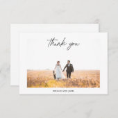 Carte De Remerciements Élégante écriture manuscrite moderne Script Mariag (Devant / Derrière)