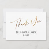 Carte De Remerciements Élégante écriture manuscrite simple or (Devant)