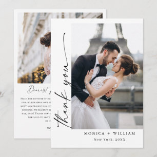 Carte De Remerciements Élégante écriture minimaliste Mariage 2 photo