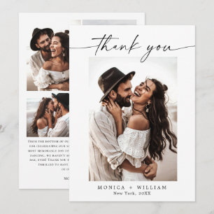 Carte De Remerciements Élégante écriture minimaliste Mariage 5 photo