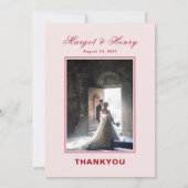 Carte De Remerciements Elégante esthétique Rouge moderne Mariage photo (Dos)