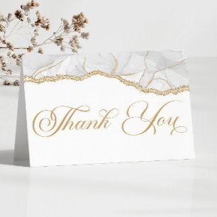 Carte De Remerciements Élégante fête d'anniversaire en agate et or blanc