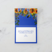 Carte De Remerciements Élégante fête de Bachelorette Florale Bohème Bleue (Intérieur)