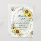 Carte De Remerciements Élégante Fête de Mariage Fleur de Soleil et Feuill (Devant / Derrière)