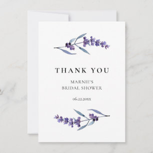 Carte De Remerciements Élégante Fête de Mariage Florale de Lavande