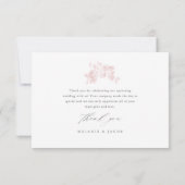 Carte De Remerciements Élégante Fête de Mariage Rose avec Écriture Floral (Dos)