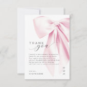 Carte De Remerciements Élégante Fête de Mariage Rose Bow (Devant)