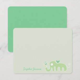 Carte De Remerciements Élégante Fête de Naissance de l'Éléphant Vert Fant