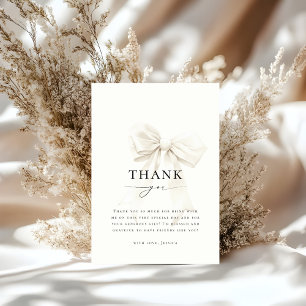 Carte De Remerciements Élégante Fête des mariées chic blanche chic