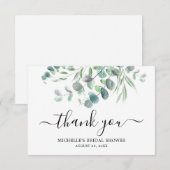 Carte De Remerciements Elégante Fête des mariées de feuillage vert Eucaly (Devant / Derrière)