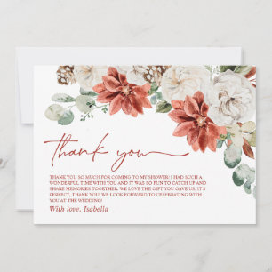 Carte De Remerciements Élégante Fête des mariées moderne rouge hiver Noël