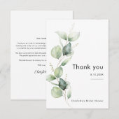 Carte De Remerciements Elégante Fête des mariées verte Eucalyptus (Devant / Derrière)