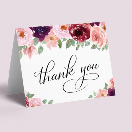 Carte De Remerciements Elégante fête florale 90e anniversaire