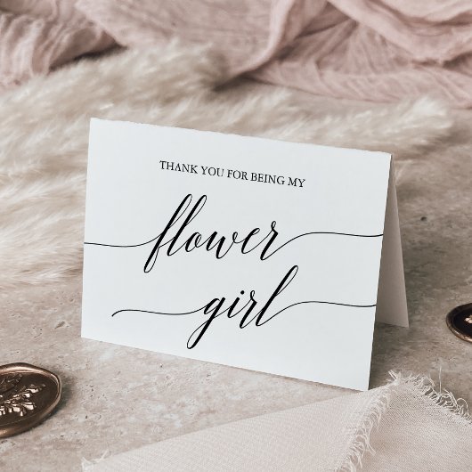 Carte De Remerciements Élégante Fleur de Calligraphie Noire