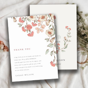 Carte De Remerciements Élégante Fleurs Roses Mignonnes Wreath À Tout Âge