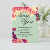 Carte De Remerciements Élégante floraison de cerises sur Turquoise rustiq (Debout devant)