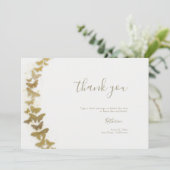 Carte De Remerciements Élégante Forme Moderne Papillons Or Boho Bridal (Debout devant)