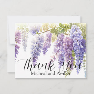 Carte De Remerciements Elégante glycine d'aquarelle bleu violet doux