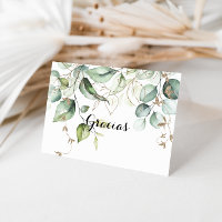 Elégante Gold Greenery Plier Mariage Gracias Card