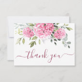 Carte De Remerciements Élégante Hydrangée rose pâle Eucalyptus Floral (Devant)