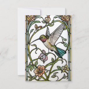 Carte De Remerciements Élégante illustration de colibri botanique boho ch
