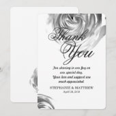 Carte De Remerciements Élégante jolie rose noire et blanche (Devant / Derrière)