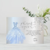 Carte De Remerciements Élégante Lèvres Argent Chic Robe (Debout devant)