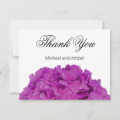 Carte De Remerciements Elégante magenta rose hydrangée florale roses (Devant)