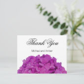 Carte De Remerciements Elégante magenta rose hydrangée florale roses (Debout devant)