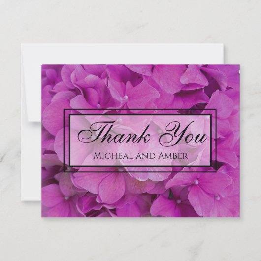 Carte De Remerciements Elégante magenta rose hydrangée florale roses (Devant)