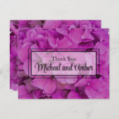 Carte De Remerciements Elégante magenta rose hydrangée florale roses (Devant / Derrière)