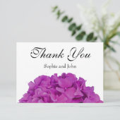 Carte De Remerciements Elégante magenta rose hydrangée florale roses (Debout devant)