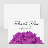 Carte De Remerciements Elégante magenta rose hydrangée florale roses (Devant / Derrière)