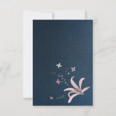 Carte De Remerciements élégante marine et poussiéreuse fleurs roses géomé (Dos)