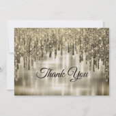 Carte De Remerciements Elégante parties scintillant beige or goutte à gou (Devant)