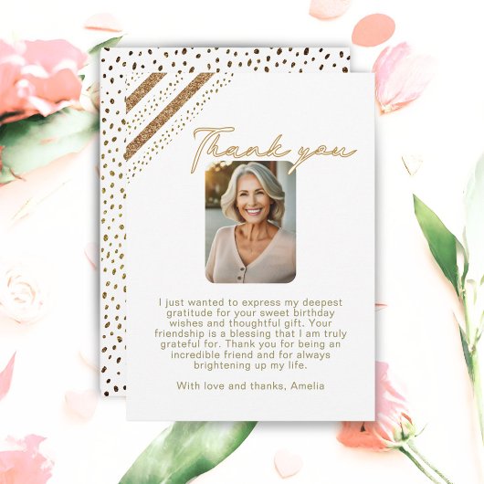 Carte De Remerciements Elégante Parties scintillant d'or photo d'annivers