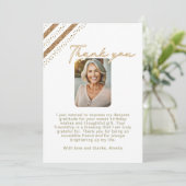 Carte De Remerciements Elégante Parties scintillant d'or photo d'annivers (Debout devant)