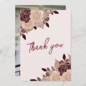 Carte De Remerciements Elégante Parties scintillant rose Bourgogne Mariag (Devant / Derrière)