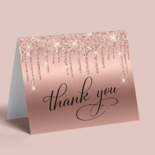 Carte De Remerciements Elégante Parties scintillant Rose Gold 50e fête d'
