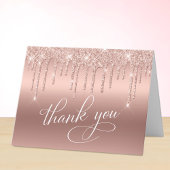 Carte De Remerciements Elégante Parties scintillant Rose Gold 60e fête d'